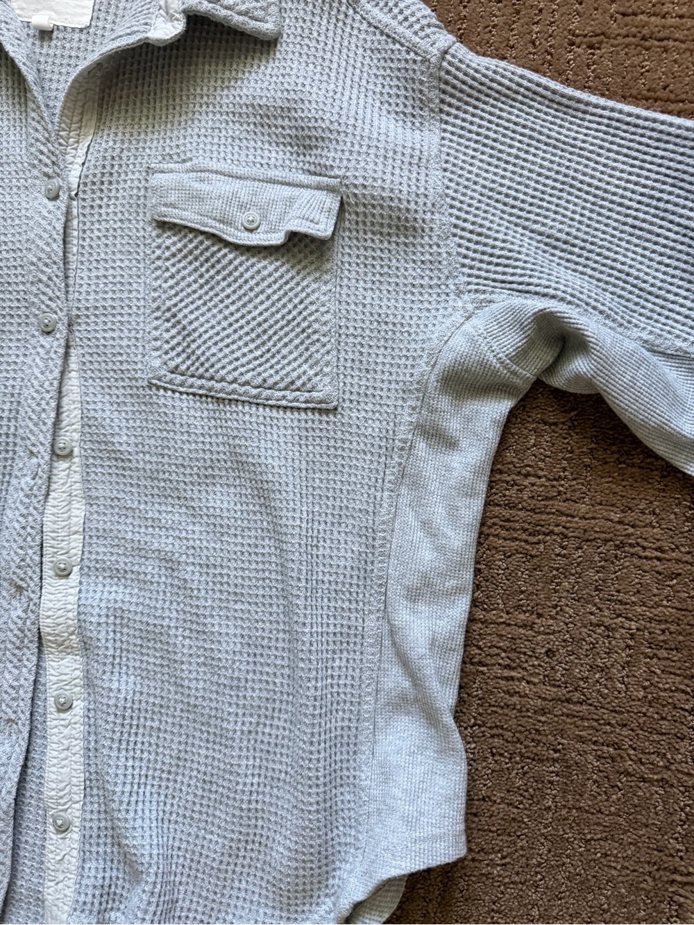 Aerie Light grey Waffle Button-Up - Picture 3 of 4